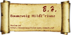 Baumzveig Hiláriusz névjegykártya